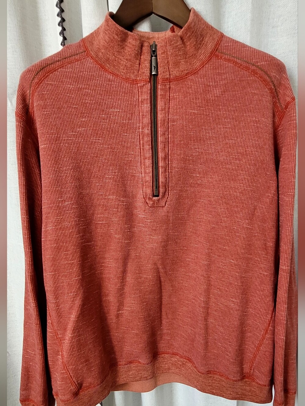 Tommy Bahama Flipshore Reversible Half-Zip Pullover Sweater - Coral Orange